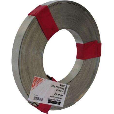 RAM – Bobine de bande acier galvanisé 25 m – Largeur 17 mm – Épaisseur 0,6 mm – Pour fixation durable et travaux intensifs