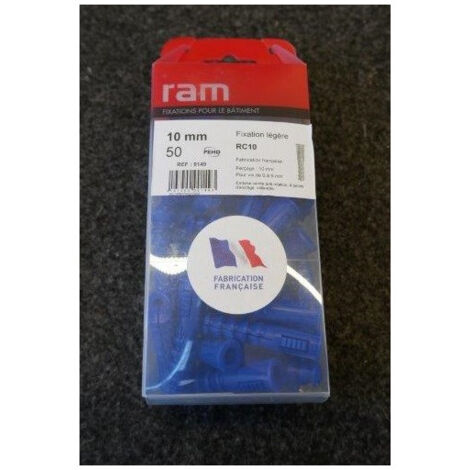 RAM - CHEVILLE AVEC COLLERETTE, 10MM X 48MM, BLEU, BOÎTE DE 50 9149