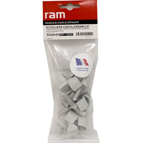 RAM - RAMCLIP SIMPLE, 20MM, GRIS, SEAU DE 10 55520