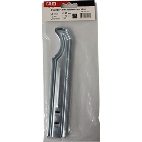 RAM – Support radiateur en fonte traditionnel – Longueur axe 195 mm – Longueur totale 230 mm – Installation robuste