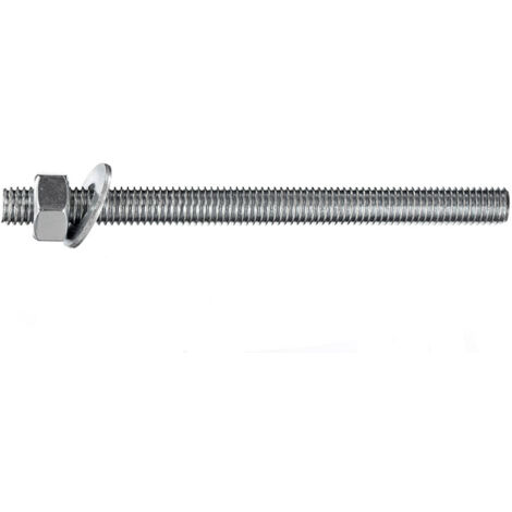 RAM – Tige filetée classique Ø8 x 120mm – Lot de 10 tiges avec rondelles et écrous en acier – Capacité de traction élevée pour tamis d'injection