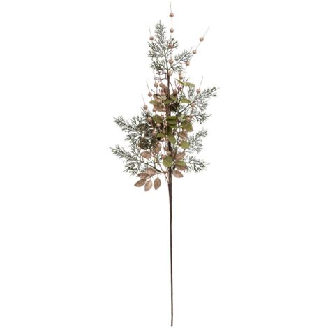 Rama hojas verdes cuentas doradas 75cm - Feeric lights & christmas