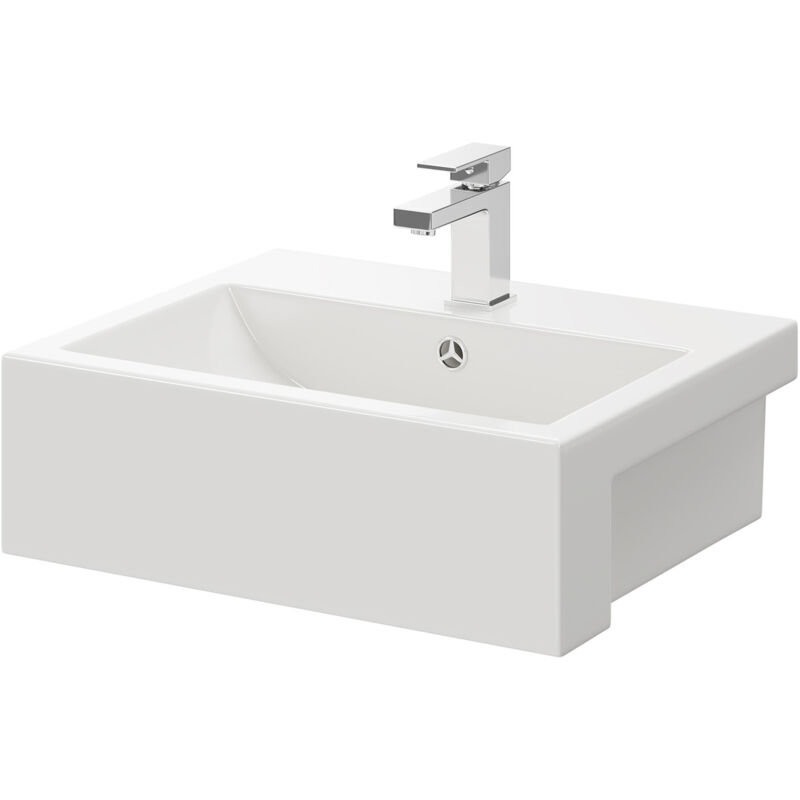 Ramada 530mm x 440mm Square Semi Recessed Furniture Basin with 1 Tap Hole