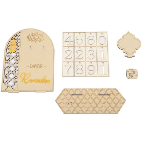 Ramadan Countdown Calendar Wooden Decorative Ornament DIY Eid Calendar for Home Party Holiday Type B