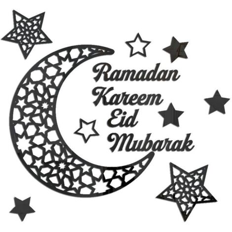 Ramadan Crescent Acrylic Mirror Sticker 3D Self Adhesive Wall Sticker for Doors Windows Closets