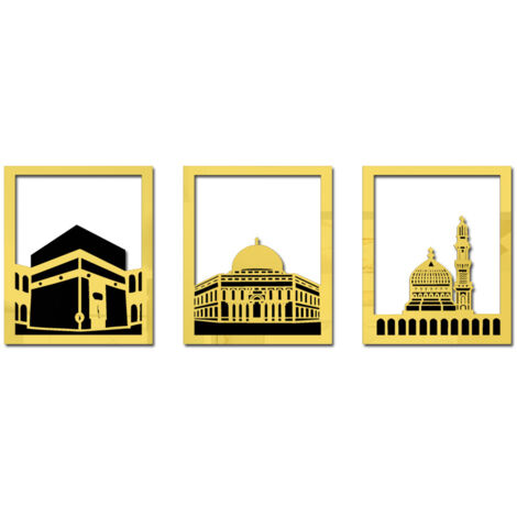 Ramadan Eid Mosque Acrylic Mirror Sticker Golden Self Adhesive 3D Sticker Background Wall Decor