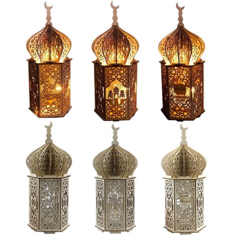 Ramadan-LED-Lampe  Dekorative Mondlampe für das Eid-Fest  Holzmodell, 24 cm