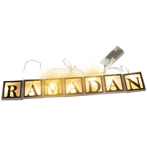 Ramadan-LED-Lichterketten mit durchbrochenen Holzbuchstaben zur Heimdekoration