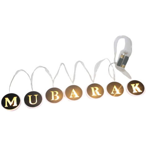 Ramadan LED String Light Decoration Wooden Hollow Letters Pendant for Ramadan Eid Mubarak Home Decor