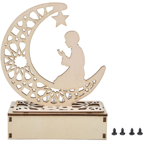 Ramadan Mubarak Laterne – Handgefertigter Leuchtkasten aus Buchsbaumholz, elegantes und langlebiges Design