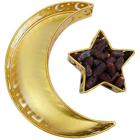 Ramadan-Serviertablett mit Halbmond und Stern, islamisches Speisetablett zur Dekoration der Mubarak-Feier