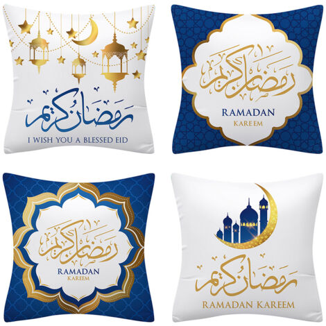 Ramadan Taie d'oreiller en gros Taie d'oreiller canapé Eid Golden Moon Digital Printing Coussin