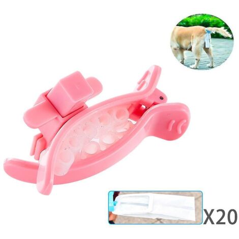 Ramasse-crottes portable pour chien, idéal pour les voyages, avec fixation étanche pour toilettes, rose (9,5 x 6,8 cm)