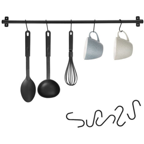 Rambarde de cuisine en métal noir RADKA 78,5 cm