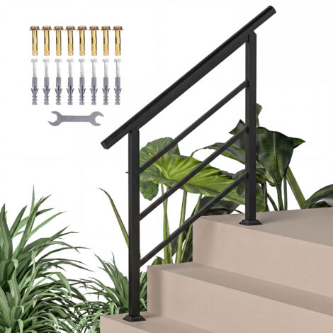 Rambarde escalier 95 cm avec kit installation, angle réglable pour 1-3 marches, noir