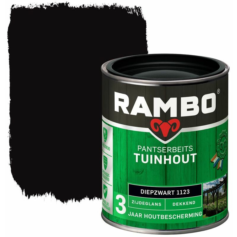 

Rambo Barniz para madera de jardín Zg, opaco, negro Diepschwarz 1123, 0,75 litros - rambo