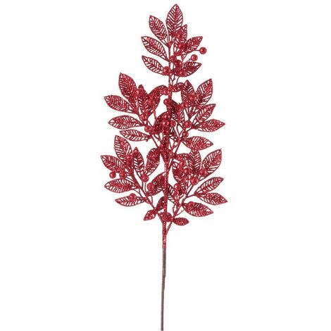 Rametto decorativo "Melanie" in plastica per interni ed esterni h 70 cm -Rosso
