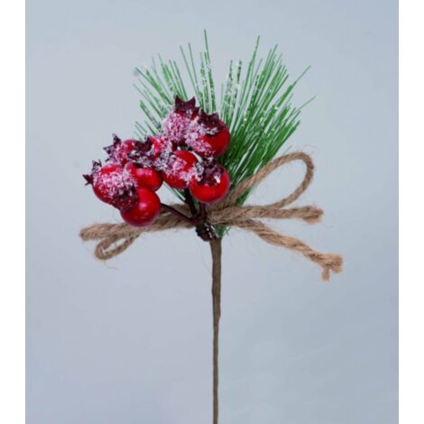 Rametto decorativo PVC melograno rosso 15 cm