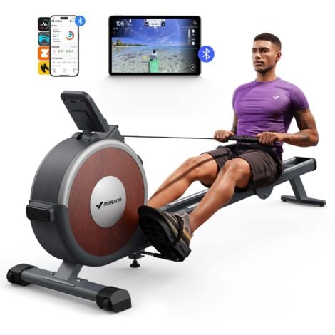 Rameur d'Appartement, 16 Niveaux de Résistance, Deux Rails, Compatible avec APP, Charge Maximale 160 kg, MERACH
