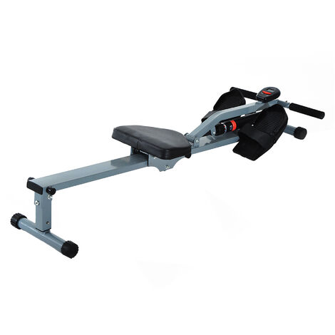 Rameur d'appartement appareil de Fitness et musculation cardio training écran LCD multifonction acier gris et noir - Noir