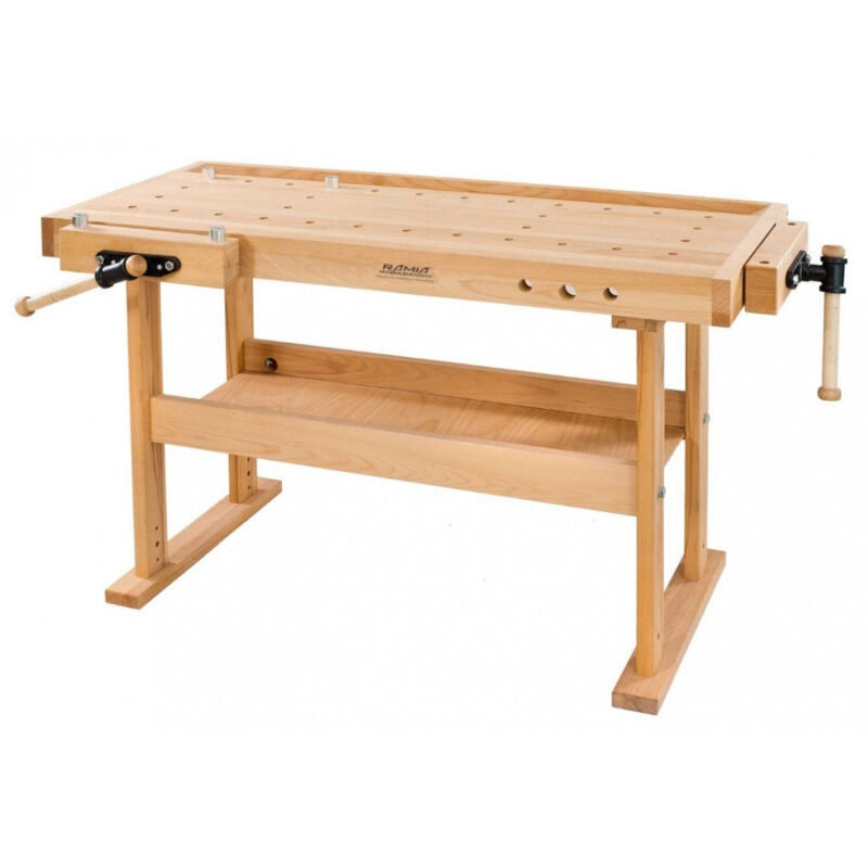 Ramia - Banco da lavoro in legno (piano in faggio massiccio) verniciato o oliato lunghezza 150 cm - Diamond 1500