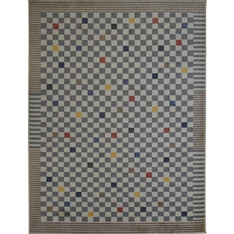 Thedecofactory - ramine - Tapis effet laineux motif damier multicolore 195x270