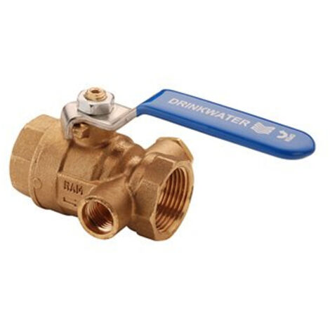 Raminex s28 vanne a bille kiwa avec dispositif de drainage bi.dr. laiton 1 x1 dn25 levier kiwa bleu
