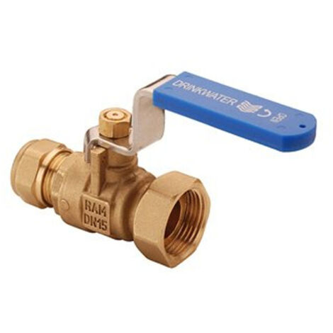 Raminex s28 vanne a bille kiwa bouton aveuglex pivotant laiton 22x3/4 dn15 levier kiwa bleu