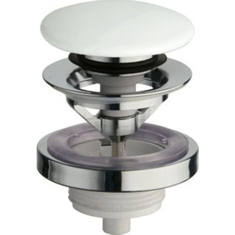 Raminex Up&Down bonde de vidage H6.5cm Laiton Chrome/blanc