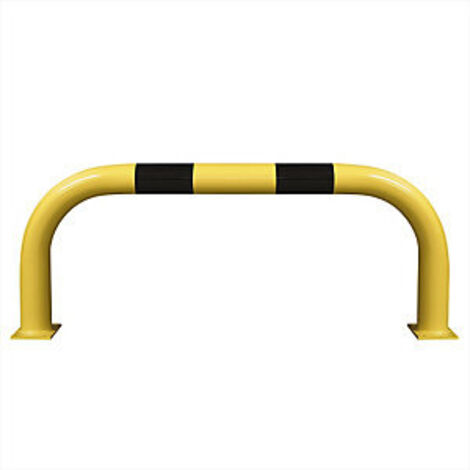 Rammschutz-Bügel XL, Rundrohr 108/3,6 mm, gebogen, BxH 1500x600 mm, Außenb., feuerverzinkt und gelb beschichtet, mit schwarzen Streifen, zum Aufdübeln