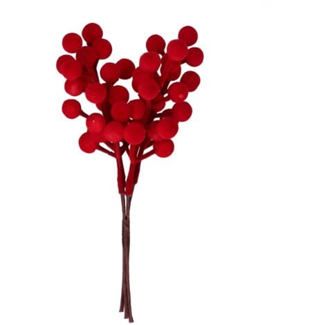 PERAGASHOP Ramo con Bacche di Velluto 10x21h cm Rosso