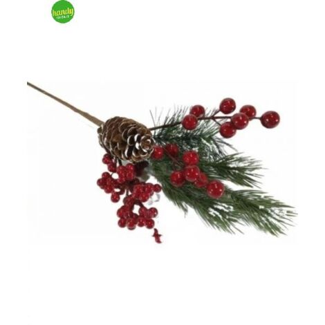 Ramo con Bacche e Pigne General Trade cm 36 Rosso
