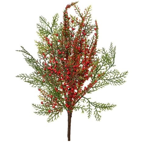 Ramo con bacche rosso lussureggianti H50cm