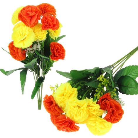 Ramo de crisantemos artificiales para decoración de jarrones, composición de 35 cm - Naranja
