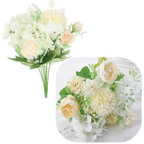Ramo de flores artificiales de crisantemo para jarrón (32 cm) - Crema