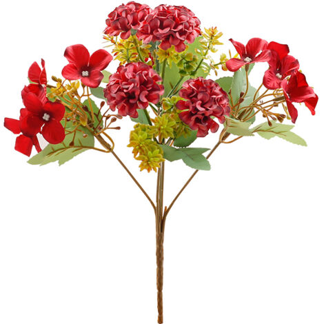Ramo de hortensias artificiales, rosa, 30 cm, azul, rojo, blanco, amarillo, naranja, morado, 35 g, decoración artificial de plástico, 30 cm, rosa, blanco, 1 pieza