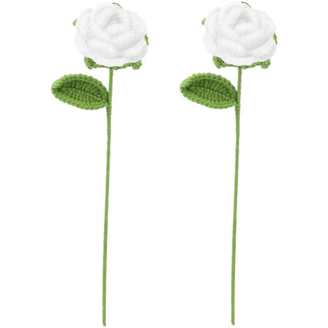 Ramo de rosas artificiales de algodón lechoso, de 2 piezas, tejido a mano.