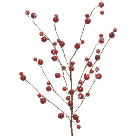 Ramo decorativo con bacche e neve 15x h55 cm
