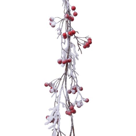 Ramo decorativo con bacche rosse Innevato h130 cm