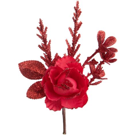 Ramo decorativo con rosa per decorazioni e composizioni floreali h 16 cm -Champagne