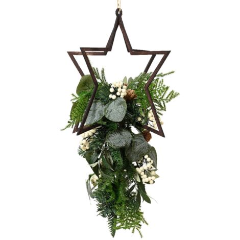 Ramo decorativo con stella color marrone per decorazioni e composizioni di fiori h 45 cm
