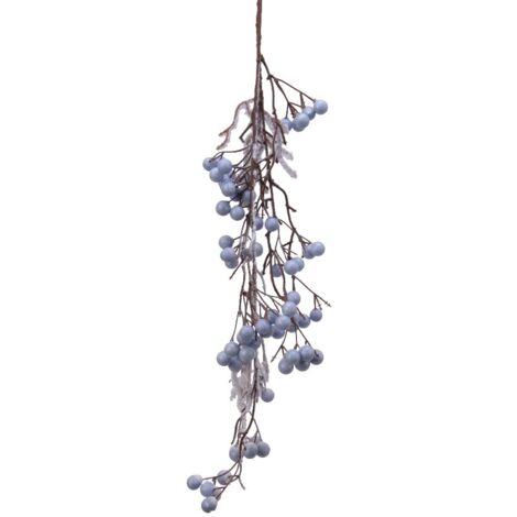 Ramo decorativo innevato con bacche 80 cm