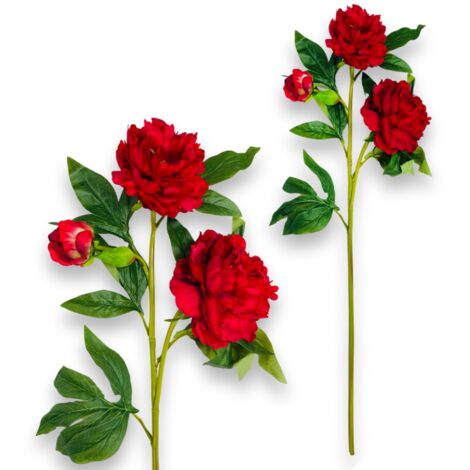 Ramo di gomma - Peonia rossa 80 cm