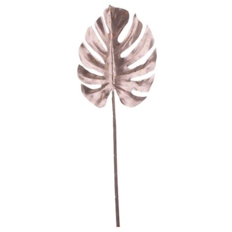 Ramo Filodendro "Stephany" per Decorazioni Natalizie Oro Rosa h 70 cm