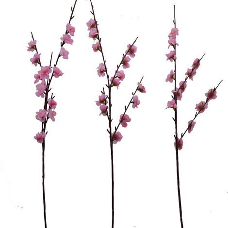Ramo fiori pesco rosa per albero di pasqua decorazioni pasquali casa negozio vetrine 65cm set da 3 in metallo e tessuto