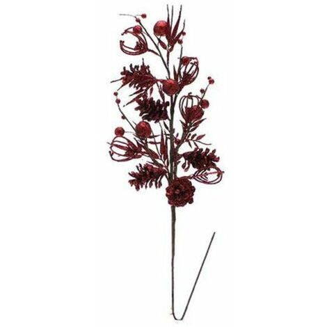 Ramo natalizio con pigne + pistillo 62 cm - colore rosso - addobbi decorazione natale