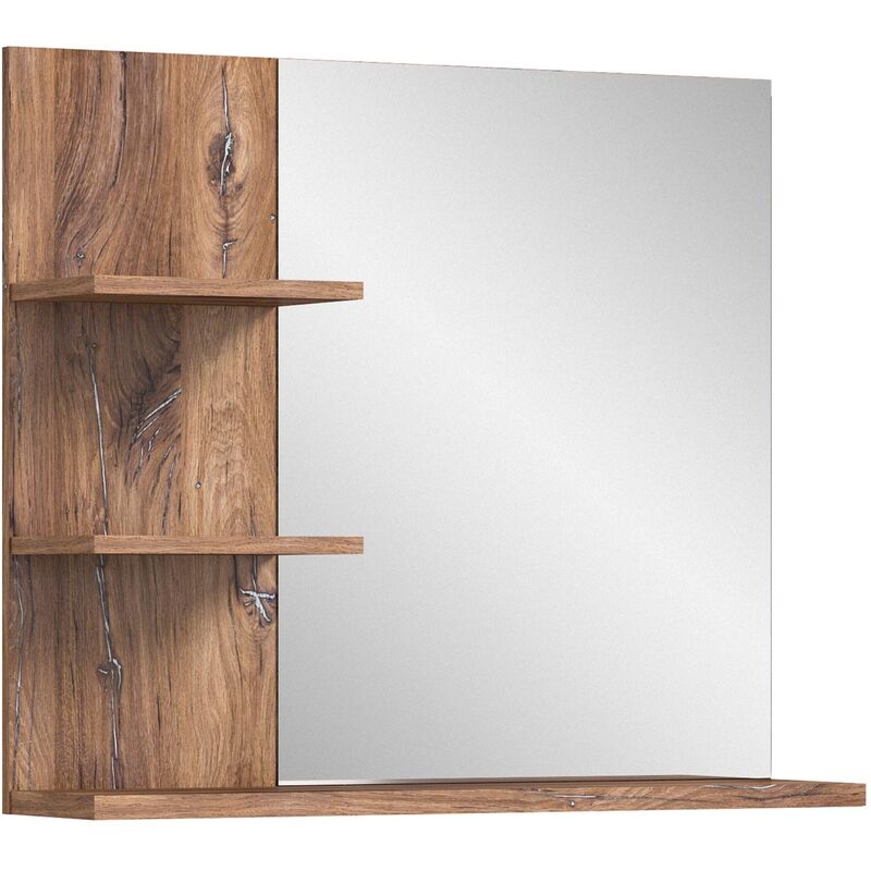 Ebuy24 - Ramon miroir de salle de bain 80cm 3 tablettes gris,chêne décor.