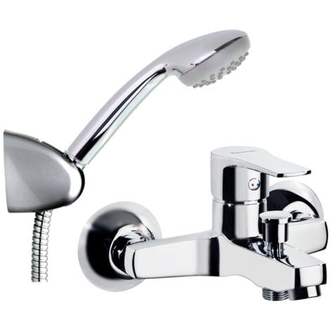 Ramon Soler - Conjunto Grifo Baño-Ducha Monomando Cromado con Sistema S2 de Ahorro de Agua con Accesorios Serie Titanium
