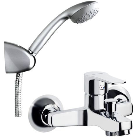 Ramon Soler - Conjunto Grifo Baño-Ducha Monomando Cromado con Sistema S2 de Ahorro de Agua con Accesorios Serie Titanium