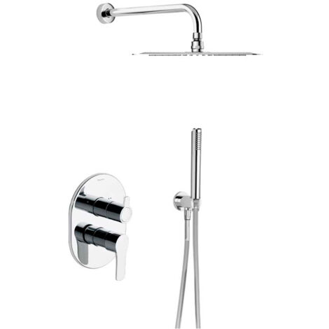 Ramon Soler - Conjunto Grifo Monomando Empotrado de 2 Vías Cromado con Sistema S2 de Ahorro de Agua con Accesorios en ABS Redondos Serie Titanium